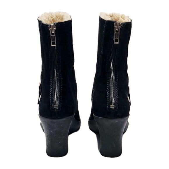 UGG Gissella Womens 10 Black Suede Shearling Lined Wedge Mid Calf Ankle Boots - Picture 7 of 9